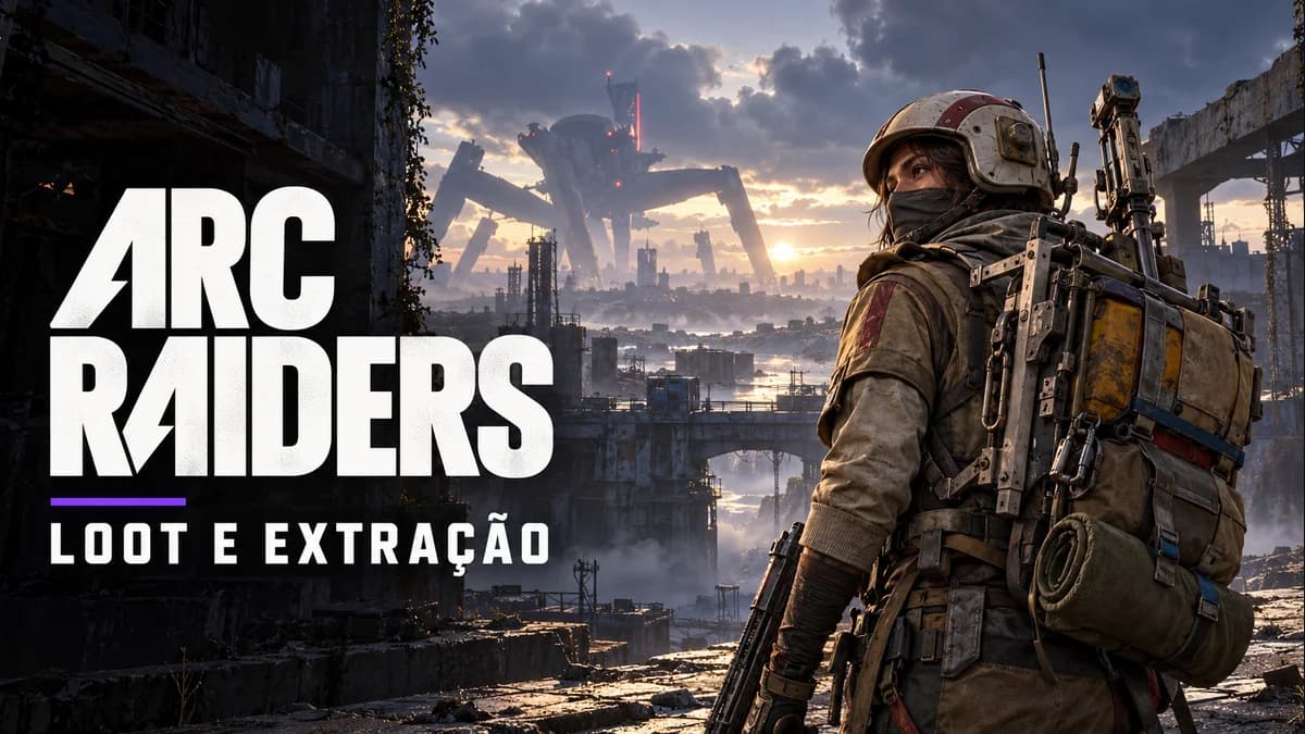 Ilustração de um Raider em uma área industrial para o guia de loot e extração de ARC Raiders