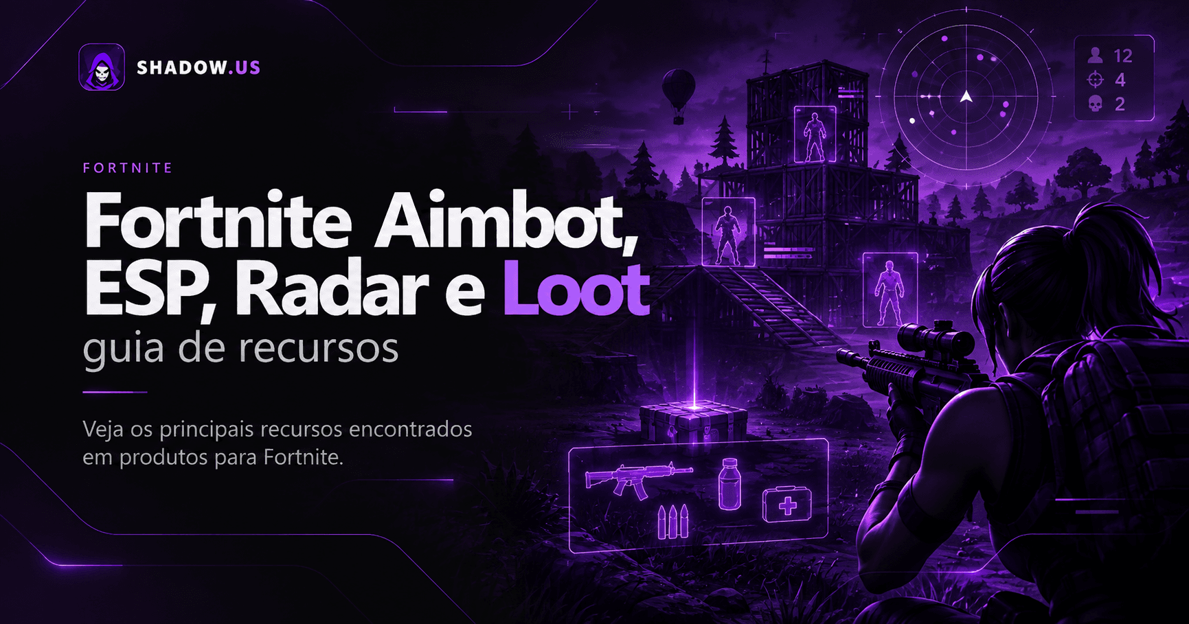 Guia sobre Fortnite Aimbot, ESP, Radar e Loot da Shadow.us