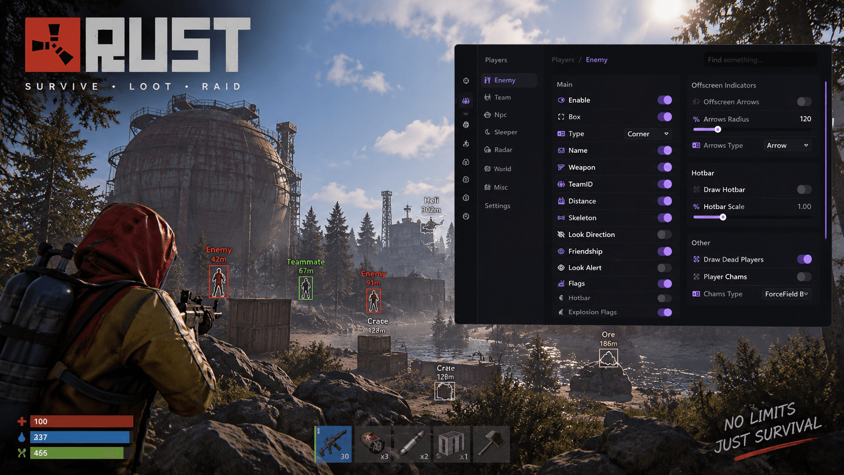 Rust Hack com Aimbot, ESP - Rust